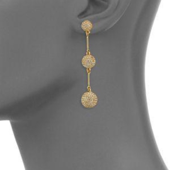 🔥🔥SALE🔥🔥KATE SPADE PAVEBALL GOLD DROP EARRINGS - Picture 3 of 4